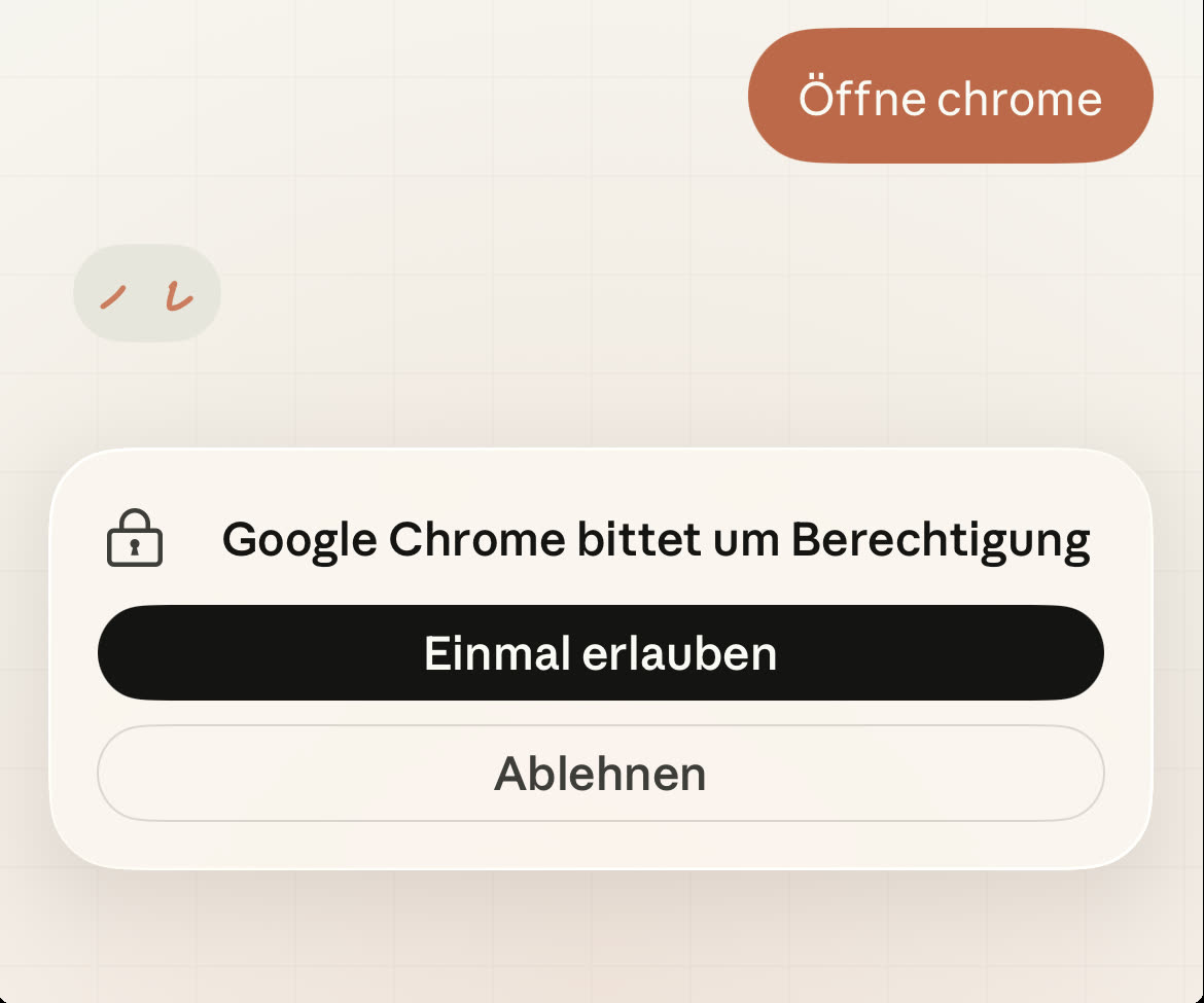 Berechtigungsdialog: Google Chrome bittet um Berechtigung